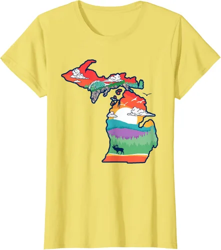Vista 35 de Michigan Outside - Camiseta con ilustración artística