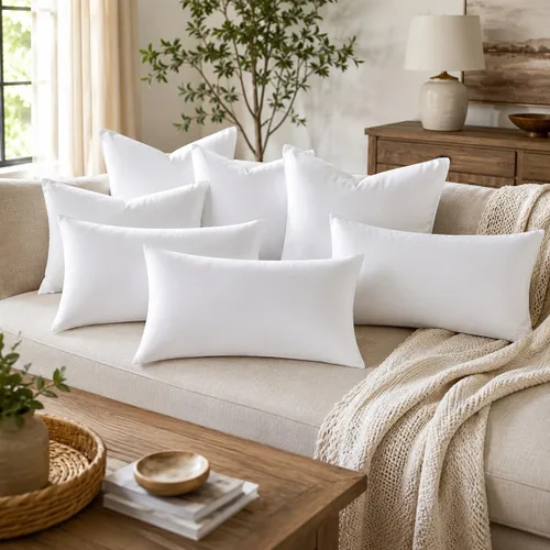 Vista 4 de Juego de 6 cojines lumbares rectangulares de 12 x 20 pulgadas con relleno de poliéster para fundas de almohada decorativas