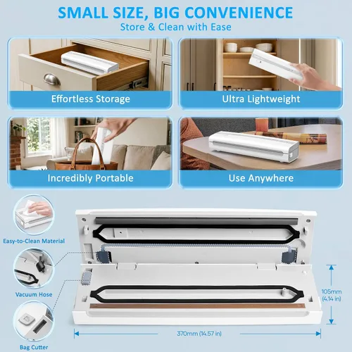 Vista 14 de 11-in-1 Vacuum Sealer for Food, Dry & Wet Auto Seal, Smart Moisture Sensor White