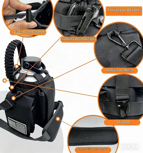 Vista 5 de Funda aislada para botella de agua de 64 onzas, bolsa de transporte de botella de agua de medio galón, soporte para jarra de agua de medio galón