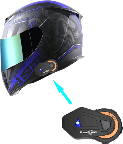 Vista 10 de 1Storm Casco integral para motocicleta Skull HJK311 + un escudo extra transparente + una película antivaho Anti niebla negro mate