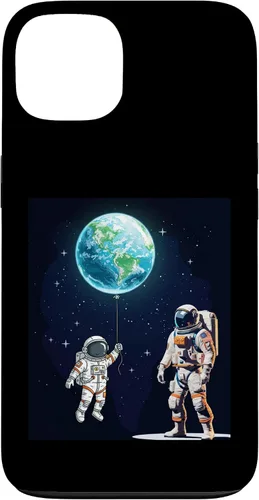Vista 7 de Astronauts in Space Parent & Child in spacesuits with Planet Case for iPhone 16