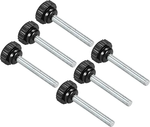 Vista 7 de Perillas de sujeción moleteadas, rosca macho M4 x 0.394 in, cabeza de 0.630 in, pomos de plástico termoestable para tornillo de pulgar negro