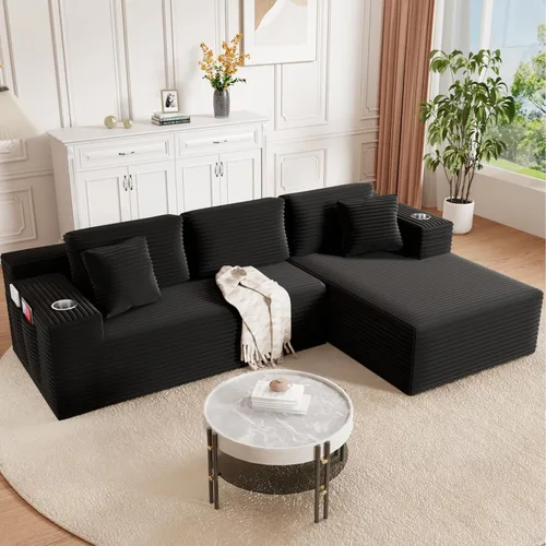 Vista 11 de Bashaw Sofá modular Cloud de 108 pulgadas sin hueso con diván, sofá modular en forma de L, asiento profundo, sofá comprimido de espuma viscoelástica