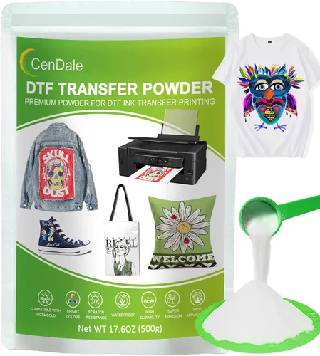 Vista 9 de CenDale DTF Powder Kit, Includes Fine Medium, White Black Digital DTF Transfer Powder for Sublimation, Compatible with DTF and DTG Printers, DTF