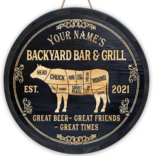 Vista 27 de Letrero personalizado para bar y parrilla en el patio trasero, decoración junto a la piscina, porche al aire libre, terraza, patio, bar, puerta