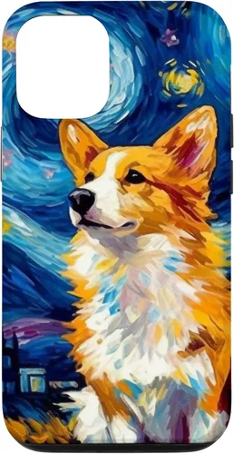 Vista 28 de Carcasa para iPhone 16 Welsh Corgi Dog Starry Night Van Gogh Welsh Corgi