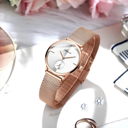 Vista 8 de MASTOP Couple Watches Men and Women Pair Quartz Watches Casual Stainless Steel Mesh Strap Fashion Watches