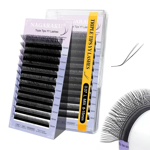 Vista 93 de NAGARAKU YY - Extensiones de pestañas, suministros Y, Lash 4D, Easy Fan, pestañas cruzadas de volumen ruso, pestañas YY, tejidas a mano, malla
