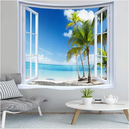 Vista 4 de WANLIAN Tapiz de pared de paisajes, tapiz de bosque natural, tapiz de montaña, para decoración de interiores y exteriores, tamaño grande, 59