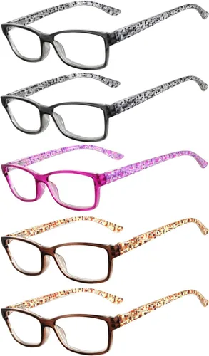 Vista 10 de OWL Readers - Paquete de 5 lentes de lectura elegantes para mujer con hermosos patrones para mujer, bisagra de resorte de lujo, aspecto elegante