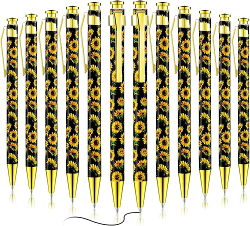 Vista 7 de Yexiya 1 Pieces Sunflower Pens Ballpoint Click Ball Pens Reusable Retractable Journaling Sunflower Party Favors Black Ink Medium Point 1.0 mm Gift