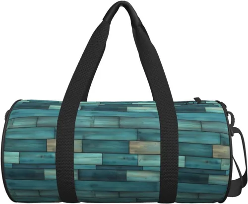 Vista 7 de Large Duffle Bag for Travel - Retro Green Wood Boards Print Gym Bag for Women Men, Travel Foldable Bags for Women Men with Zippered Multiple Pockets