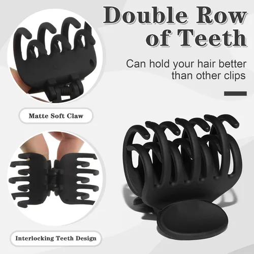 Vista 2 de 8 pinzas de garra para cabello fino para mujeres, pinzas de pelo medio mate de 1.6 pulgadas para cabello fino y grueso, agarre fuerte, pinzas
