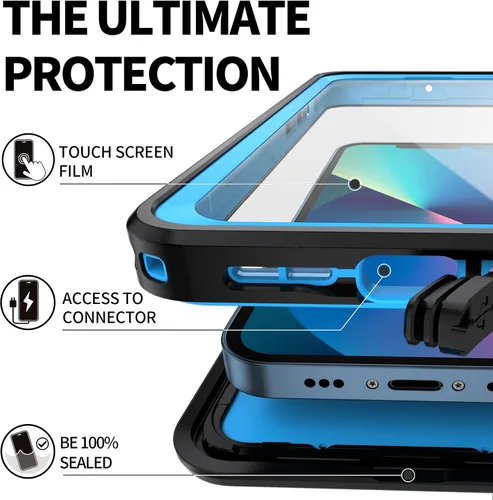 Vista 7 de BEASTEK Funda impermeable para iPhone 13 Mini, serie NRE a prueba de golpes a prueba de polvo bajo el agua IP68 con protector de pantalla integrado