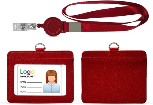 Vista 13 de HYCOPROT Soporte para tarjetas de identificación con cordón, retráctil, de piel sintética, vertical, horizontal, para tarjetas de identificación