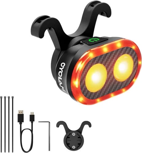 Vista 7 de Luz trasera para bicicleta, sensor de freno inteligente, parte trasera de bicicleta, luz principal + subluz de encendido/apagado automático, 4 x 5
