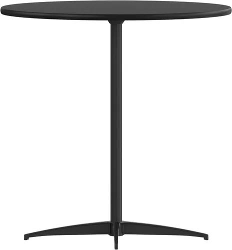 Vista 7 de Flash Furniture Lars - Mesa de cóctel redonda de madera negra de 30 pulgadas con columnas de 30 y 42 pulgadas