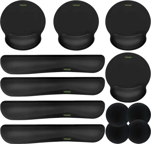 Vista 14 de VAGAU Reposamuñecas Premium para Teclado y Soporte de Muñeca para Mouse Pad, Juego de Espuma Viscoelástica Ergonómica para Oficina, Laptop, Mac