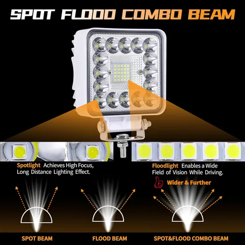 Vista 6 de Luces LED para tractor de 4 pulgadas con forma de cubo de 12 V, 120 W, luces antiniebla para camiones, barcos, SUV