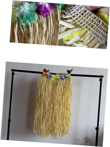 Vista 9 de Toyvian Vestido de fiesta hawaiano, disfraz de Luau Hula de hierba tropical, disfraz de fiesta de Luau para mujer, traje hawaiano de fiesta