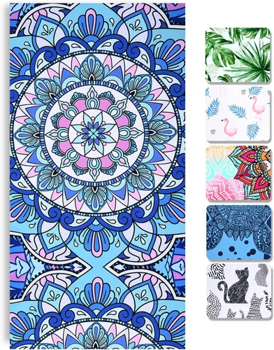 Vista 2 de LIVILAN Toalla de playa de microfibra con mandala, 30x60 de gran tamaño, diseño bohemio, suave, de secado rápido, súper absorbente, delgada