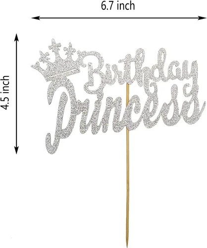Vista 4 de Decoración de pastel de cumpleaños para decoración de fiesta de cumpleaños de princesa, purpurina plateada de doble cara