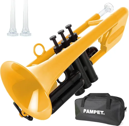 Vista 10 de PAMPET SEA LION - Juego de trompeta profesional de plástico Bb para estudiantes principiantes (negro)