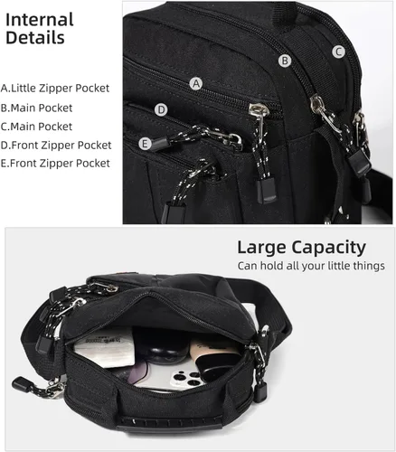 Vista 5 de KL928 Bolsa de mensajero para hombre Bolso cruzado de hombro, bolsa de viaje para hombre, bolso casual para trabajo y negocios