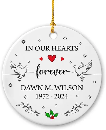 Vista 7 de Adorno de Navidad cardenal rojo conmemorativo personalizado, adorno de cerámica cardenal enviado del cielo, adorno de recuerdo para la pérdida de un
