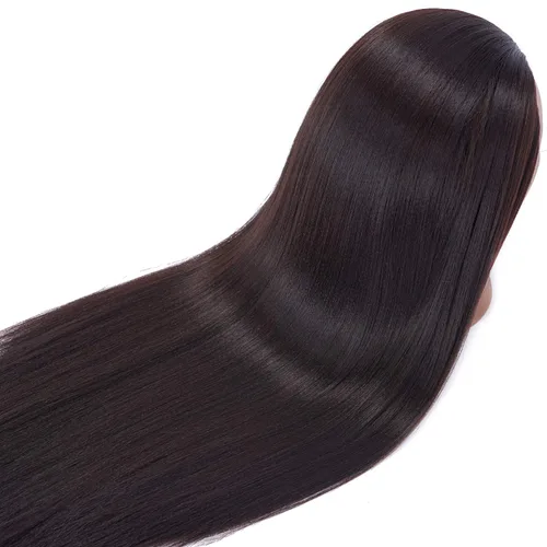Vista 6 de Cabeza de maniquí 26-28" Cabeza de maniqui de fibra sintética Yaki para peluquería, modelo de entrenamiento de cosmetología, cabeza de muñeca