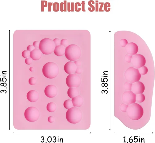 Vista 2 de Molde de fondant de perlas 3D, 2 unidades, moldes de silicona de chocolate semiesferas para decoración de pasteles, dulces, azúcar, cupcakes