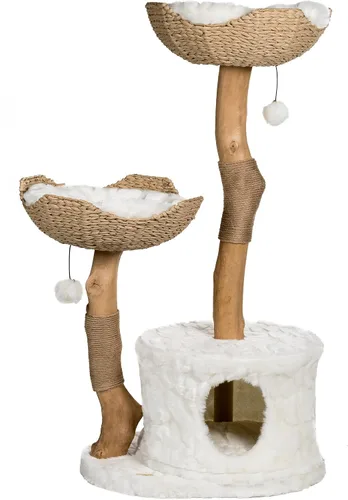 Vista 10 de Torre de Árbol para Gatos Moderna, Condominio de Lujo con Ramas Reales, Torre de Gatos de Madera, Árbol para Rascar Gatos, Condominio para Gatos
