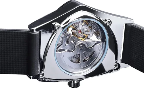 Vista 5 de FORSINING Relojes de esqueleto para hombre, reloj mecánico automático con esfera triangular, relojes de cuerda automática luminiscentes, pulsera