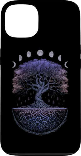Vista 7 de Funda para iPhone 11 Pro Max Yggdrasil nórdico árbol de la vida vikinga fases de la luna