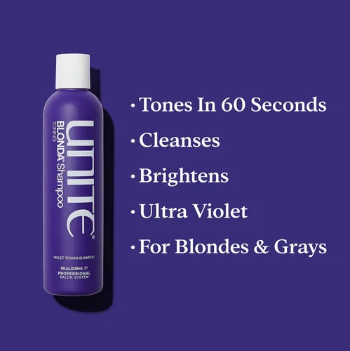 Vista 3 de UNITE Cabello - BLONDA Fix, Champú tonificante y acondicionador diario - Mascarilla tonificante - Para rubias 4 floz, 10 floz, 8 floz