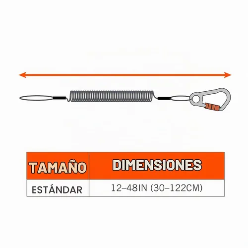Vista 6 de Cordón para herramientas en espiral con extremo de bucle y mosquetón, capacidad de peso de la herramienta 2 libras, Ergodyne Squids 3156, negro
