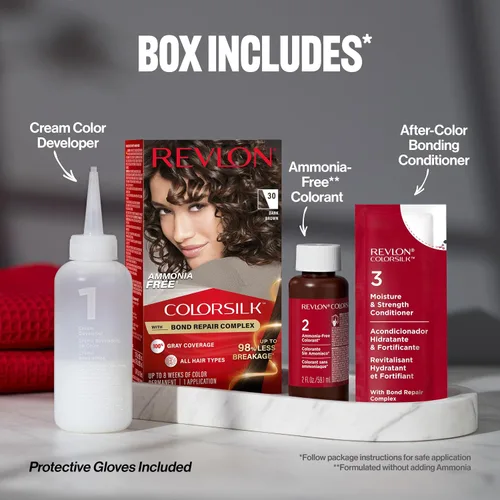 Vista 11 de Revlon ColorSilk con Complejo de Reparación de Enlaces, Tinte Permanente para el Cabello Marrón, 100% Cobertura de las Canas, Tinte para el Cabello