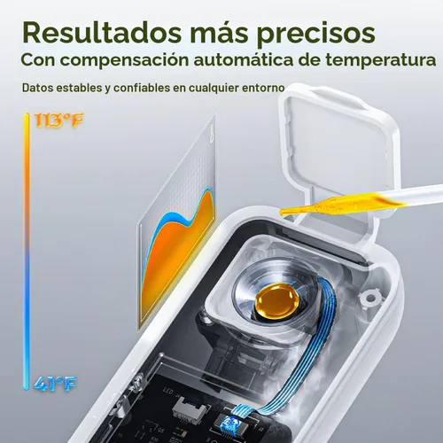 Vista 4 de Refractómetro digital Brix AI con ATC, sincronización de aplicaciones y análisis de IA, rango de 0-55%, precisión de ±0.1%, impermeable