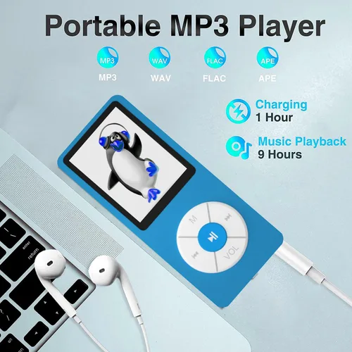 Vista 3 de Reproductor de MP3 con tarjeta TF de 32 GB, altavoz HD integrado, reproductor de música portátil de alta fidelidad con video/grabadora de voz/radio