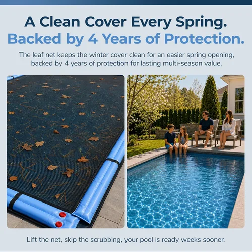 Vista 7 de Blue Wave 12-ft x 20-ft Rectangular Leaf Net In Ground Pool Cover, Black Treated polyethylene netting, 0.15-in drainage holes, reinforced corner