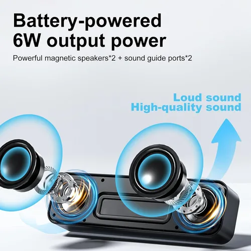 Vista 7 de Altavoces de computadora para PC de escritorio, altavoz Bluetooth recargable, barra de sonido de computadora pequeña con estéreo y graves, entrada