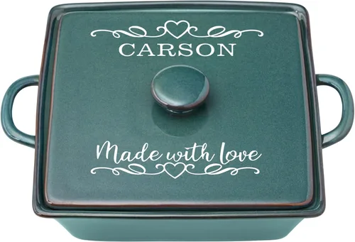 Vista 14 de Let's Make Memories Cazuela de gres personalizada hecha con amor, utensilios de cocina, para ella, azul marino
