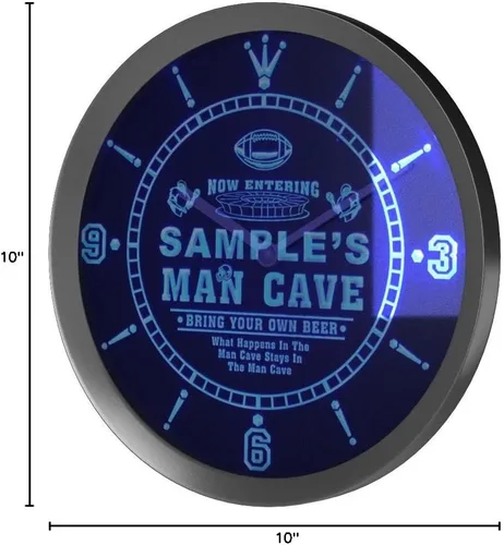 Vista 6 de ADVPRO ncqa-tm Nombre personalizado hombre cueva fútbol bar cerveza neón signo LED reloj de pared