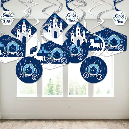 Vista 3 de Big Dot of Happiness Fairy Tale Fantasy - Decoración colgante de fiesta de príncipe real y princesa, remolinos de decoración de fiesta, juego de 40