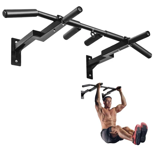 Vista 10 de Yes4All - Barra de dominadas resistente para montar en la pared – Agarre múltiple para dominadas / Barra de dominadas para montar en el techo A.