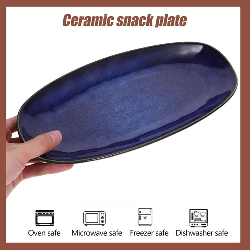 Vista 6 de Cabilock Platos de cerámica para sushi, platos de cerámica para sushi, estilo japonés, ovalados, platos de porcelana para servir charcutería