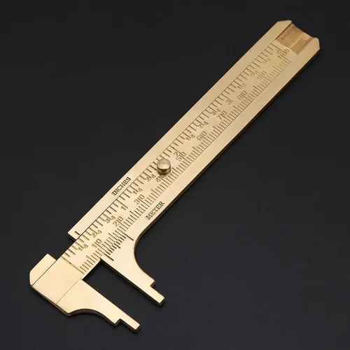 Vista 9 de Regla de calibrador deslizante Vernier, calibre deslizante de latón macizo, herramienta de medición de regla de calibre deslizante de mm/pulgada