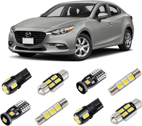 Vista 7 de Kit de luces LED interiores blancas para Mazda 3 Hatchback 2014 2015 2016 2017 2018 Paquete de bombillas LED interiores súper brillantes de 6000K +
