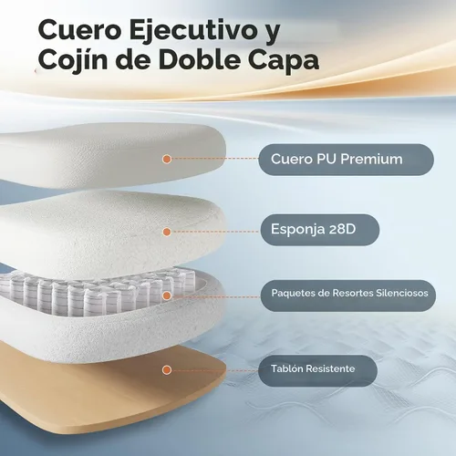 Vista 6 de DEVAISE Silla ejecutiva ergonómica de cuero para oficina en casa con reposapiés, cómoda silla de escritorio reclinable grande y alta con soporte